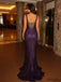 Etherealgown-Sparkly Royal Purple Sequin Square Neck Beaded Mermaid Evening Gown