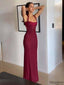 Sultry Burgundy Halter Neck Cutout Back Mermaid Evening Gown