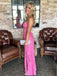 Gorgeous Lace Pink Sweetheart Strapless Appliques Side Slit  Mermaid Long Prom Dress