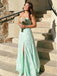 Gorgeous Mint Green Strapless Lace Side Slit A-line Long Prom Dress