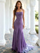 Gorgeous Purple Spaghetti Strap Beaded Mermaid Long Prom Dress