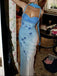 Premium Blue Gradient Sweetheart Spaghetti Strap Appliques Mermaid Long Evening Dress Prom Dress