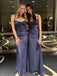 Simple Navy Sweetheart Strap Mermaid Long Bridemaid Dress Wedding Guest Dress