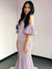 Sparkly Sequins Purple Sweetheart Off Shoulder Strapless Side Slit Mermaid Long Prom Dress