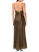 Vintage Satin Brown V-neck Spaghetti Strap Lace Appliques Mermaid Long Prom Dress